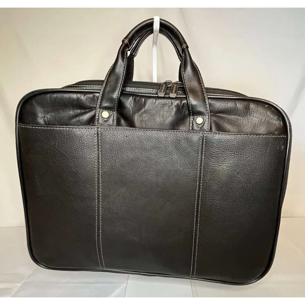 Hertitage Leather Laptop Messenger Bag Black